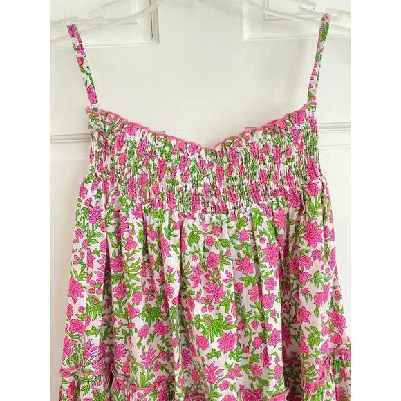 Pink City Prints Tuckernuck Rah Rah Skirt Smocked Floral Midi Maxi Candy Jaal - Picture 3 of 6